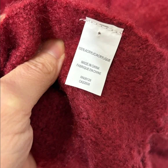 Echo Red Fringe Poncho Wrap Shawl Boho Cozy One Size Cape - Picture 4 of 5